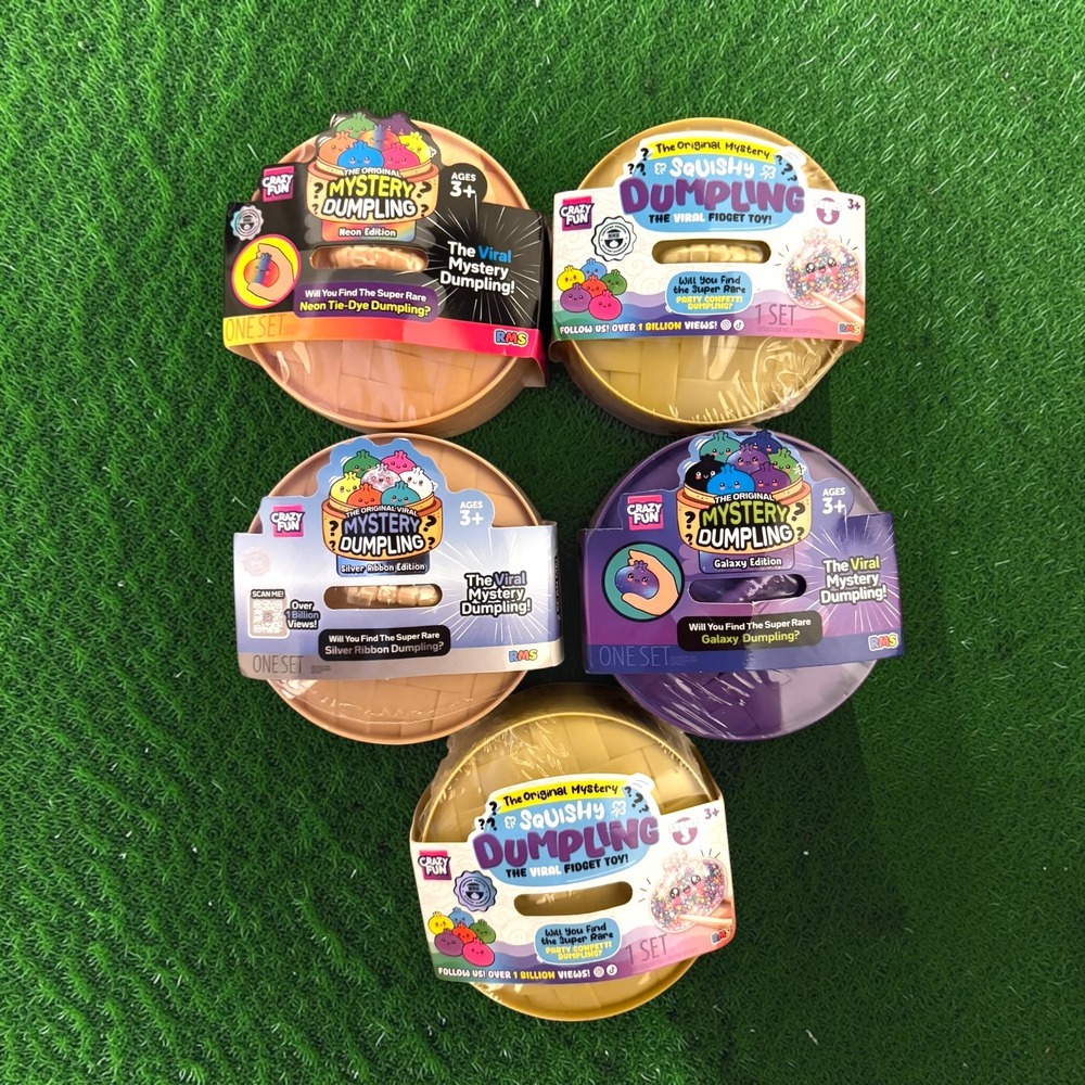 Crazy Fun Mystery Dumpling Fidget Toy Lot of 5 Neon Galaxy Silver Squishy Viral